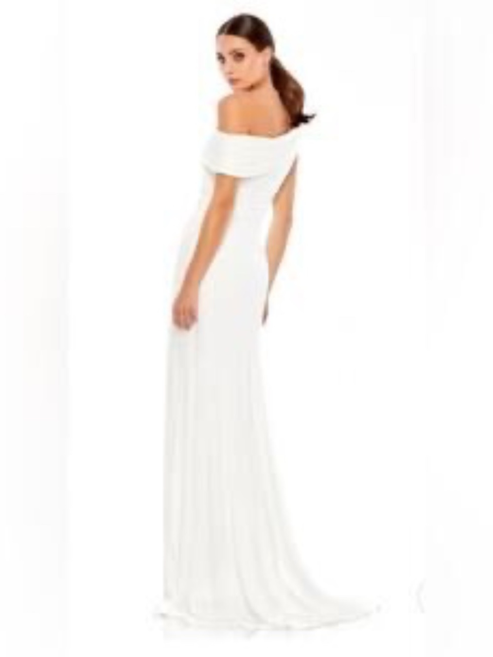 NWT Ieena for Mac Duggal 26517 Foldover off-the-shoulder jersey gown size 8 - Picture 2 of 3